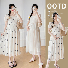 批发实拍<b class='q'>夏</b>季法式温柔立体刺绣雪纺中长款连衣裙