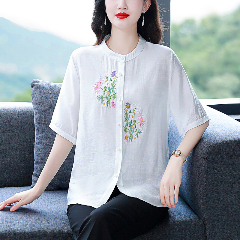 MY9975# 夏装棉麻衬衫白色衬衣宽松遮肚上衣新小衫女裝貨源服裝批發