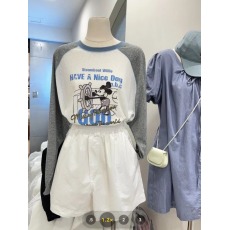 批发秒发防晒长袖<b class='q'>T</b><b class='q'>恤</b>女2024夏插肩袖<b class='q'>米奇</b>卡通印花轻薄上衣饭晒衣