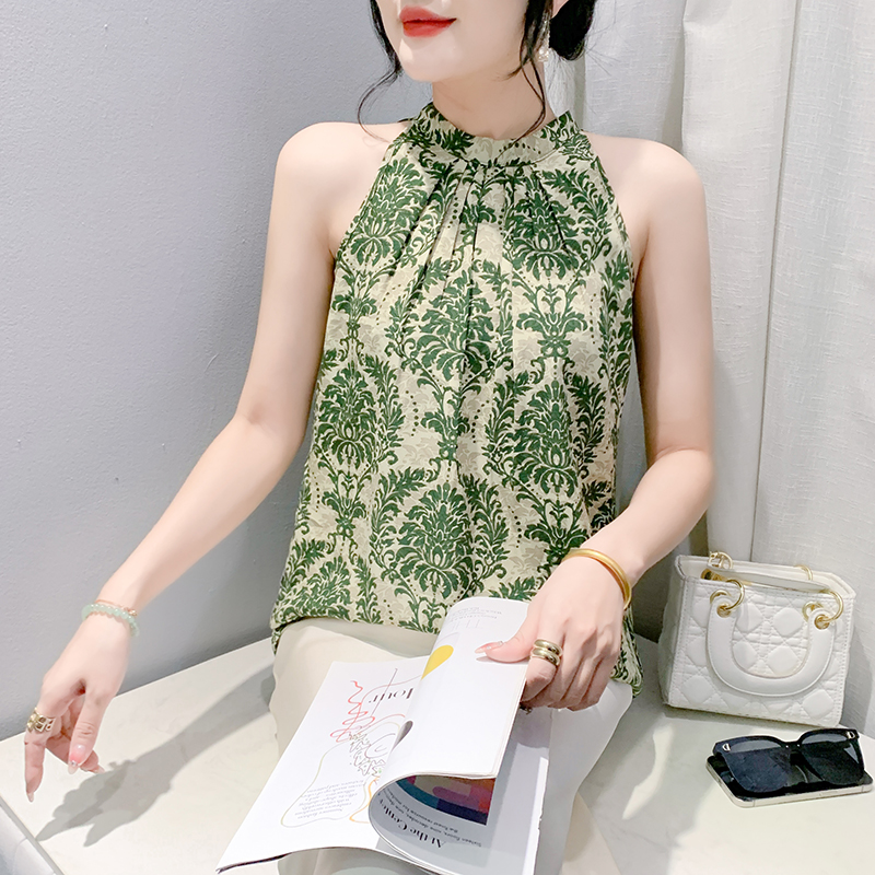 RY747# 2026夏装新款时尚印花无袖背心百搭修身洋气上衣打底衫女