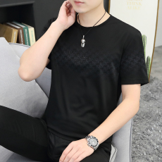 批发夏季冰丝t恤男士短袖薄款修身速干上衣潮流休闲体恤汗衫男款半袖