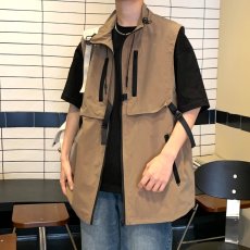 批发实拍实价 工装马甲男日系潮牌宽松国潮机能bf风休闲坎肩背心外套