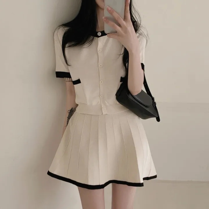 LN35322# chic时尚小香风上衣+短裙套装 服裝批發女裝批發服飾貨源