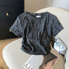 批发实拍 大货2026夏季新款设计感破洞个性纯欲风甜辣妹圆领短袖T恤女