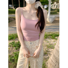 批发美背吊带背心女内搭带胸垫新款百搭显瘦外穿打底抹胸上衣夏季