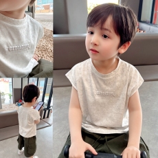批发| 官图实价 | 纯棉180克 | 后包领 | <b class='q'>夏</b>中大男童背心钢印无袖T恤