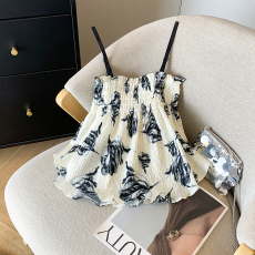 批发实拍 大货 2026夏季新款设计感洋气雪纺<b class='q'>娃娃衫</b>无袖露肩吊带上衣女