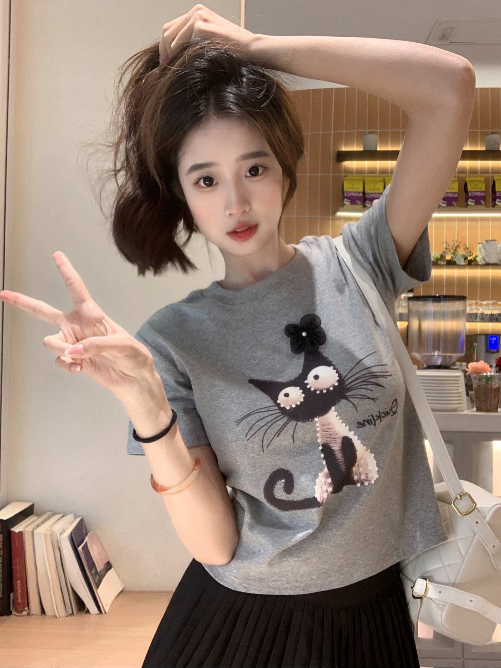 LN35739# 短袖t恤夏印花修身短款正肩撞色领韩版女装 服裝批發女裝批發服飾貨源
