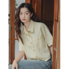 批发2026夏季新款港味风复古<b class='q'>夹克</b>短外套上衣百搭小个子工装短袖衬衫女