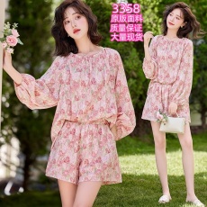 批发小个子短裤套装<b class='q'>女</b>2026夏季新款漂亮碎花衬衫减龄高级感防晒两件套