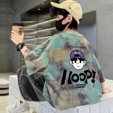 批发扎染纯棉中大童装男女短袖t恤纯棉夏季<b class='q'>新款</b>儿童宝宝半袖上衣男童