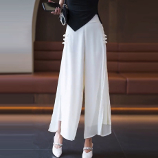 批发官图夏季新款裤子女士休闲裤爆款宽松阔腿裤冰丝裙裤薄款<b class='q'>高腰</b>垂感