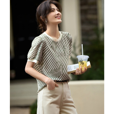 批发圆领印花短袖<b class='q'>衬衫</b>女夏季通勤简约撞色拼接设计时尚<b class='q'>百搭</b><b class='q'>T</b><b class='q'>恤</b>