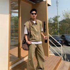 批发宽松休闲百搭夹克男简约复古风潮牌廓形设计感坎肩马甲