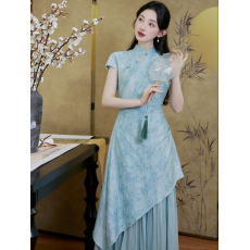 批发实拍  复古改良<b class='q'>旗袍</b>连衣裙假两件温婉气质  +40！