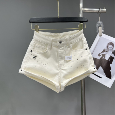 批发时髦女装洋气烫钻辣妹风卷边牛仔短裤夏装韩版低腰阔腿裤A字热裤