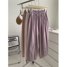 批发水洗棉纸片山本裤女夏季薄款宽松休闲显瘦百搭褶皱阔腿九分气球裤