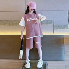 批发<b class='q'>女童</b>夏<b class='q'>装</b><b class='q'>套装</b>2026新款儿童夏季短裤洋气时髦童装衣服大童运动<b class='q'>套装</b>