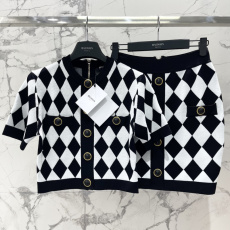 批发<b class='q'>杨幂</b><b class='q'>同款</b>法式小香风菱格短袖针织开衫两件套女夏装冰丝半身裙<b class='q'>套装</b>