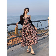 批发实拍大码女装胖MM早秋气质无袖百搭碎花吊带裙防晒开衫显瘦<b class='q'>两件套</b>