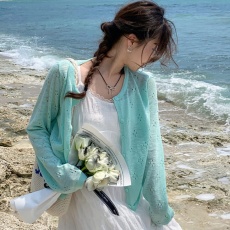 批发开衫薄纱夏天2026新款夏季薄款吊带裙外搭罩衫防晒针织衫外套上衣