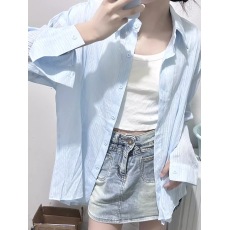 批发蓝色防晒衬衫女薄款2026<b class='q'>新款</b>小清新夏装法式别致上衣衬衣<b class='q'>外套</b>