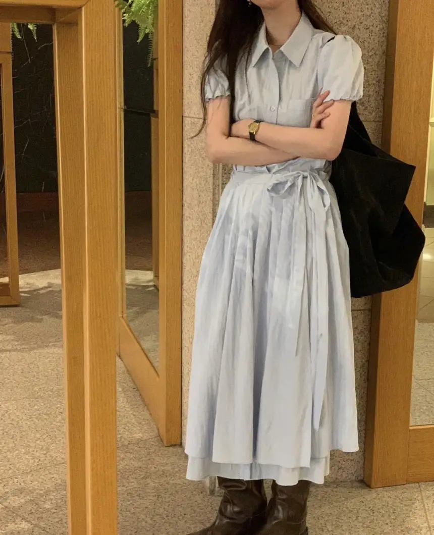 스커트형 셔츠 원피스 상세 이미지 18