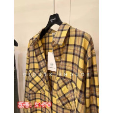 批发大品牌折扣外贸<b class='q'>原</b><b class='q'>单</b>女装专柜撤回长袖复古黄色格子纹衬衫宽松上衣