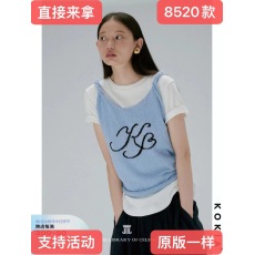 批发KOKIA两色多巴胺罗马扭结凉感麻纱<b class='q'>背心</b>字母外搭慵懒无袖针织