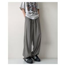 批发肌理感<b class='q'>裤</b>子男士2024夏季直筒<b class='q'>裤</b>潮牌垂感男生宽松褶皱休闲长<b class='q'>裤</b>