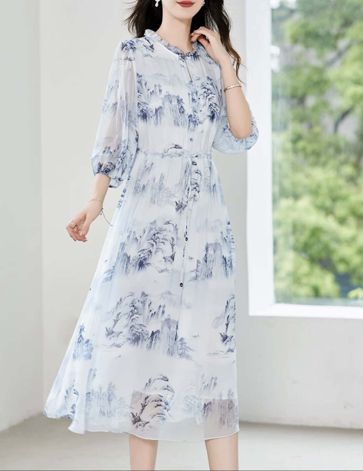 FA32634# 正品真丝连衣...