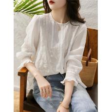 批发XY116926MG 隐约中很美 <b class='q'>镂空</b>纵向拉伸 定位绣花 苎麻小上衣