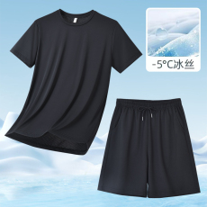 批发男士运动套装<b class='q'>夏</b>季短袖T恤男短裤健身跑步休闲晨跑服女情侣套装薄