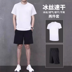 批发运动套装男女短袖T恤短裤两件套新款健身跑步情侣时尚休闲套装潮