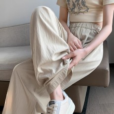 批发<b class='q'>棉麻</b>冰丝阔腿<b class='q'>裤</b>子<b class='q'>女</b>夏季薄款松紧高腰垂感凉凉<b class='q'>裤</b>小个子休闲山本<b class='q'>裤</b>