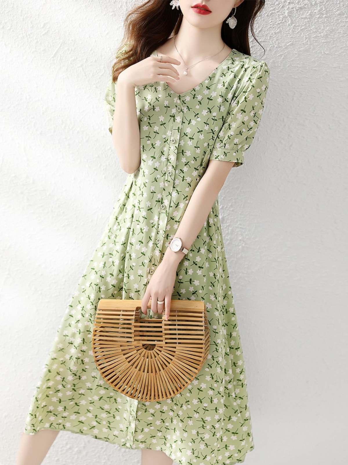 MY8572# 夏季新款高级感女装法式气质休闲显瘦优雅碎花显腰身连衣裙女裝貨源服裝批發