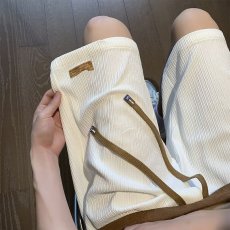 批发夏季<b class='q'>简约</b>大气松紧高腰纯色日潮工装休闲裤男宽松慵懒阔腿五分短裤