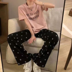 批发休闲直筒阔腿裤女春秋新款百搭<b class='q'>印花</b>宽松显瘦拖地裤子