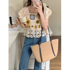 批发法式减龄V领针织衫夏季新款重工刺绣雪纺短袖时尚百搭<b class='q'>上衣</b>