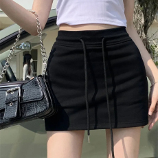 批发辣妹抽绳运动短裙女<b class='q'>大码</b>胖mm微胖梨形卫裙高腰包臀a字裙半身裙子