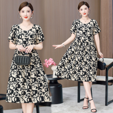 批发2024夏季新款棉绸<b class='q'>连衣裙</b><b class='q'>人造棉</b>气质显瘦中长款外穿时尚洋气裙子