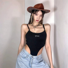 批发已出货  黑色<b class='q'>塑</b><b class='q'>身</b>连体衣女夏季紧身刺绣无袖吊带<b class='q'>背心</b><b class='q'>上衣</b>