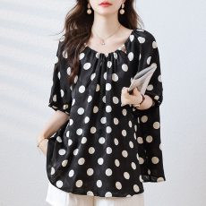 批发大<b class='q'>波点</b>上衣轻熟法式小众提花洋气高端别致小衫大码宽松遮肚子<b class='q'>衬衫</b>
