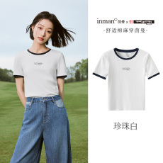 批发茵曼米雷系列刺绣T恤2024夏季新款短袖显瘦休闲百搭小个子上衣女