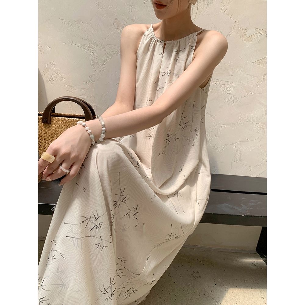 New Chinese style tassel step dress for women 2024 summer new temperament cool retro improved a-line long skirt