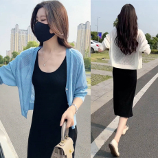 批发官图冰丝防晒针织开衫女2026<b class='q'>夏季</b>新款薄款披肩外搭罩衫短款防晒衫