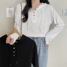 批发实拍大码女装遮肚子慵懒宽松上衣春秋<b class='q'>胖</b><b class='q'>MM</b>显瘦连帽长袖打底衫