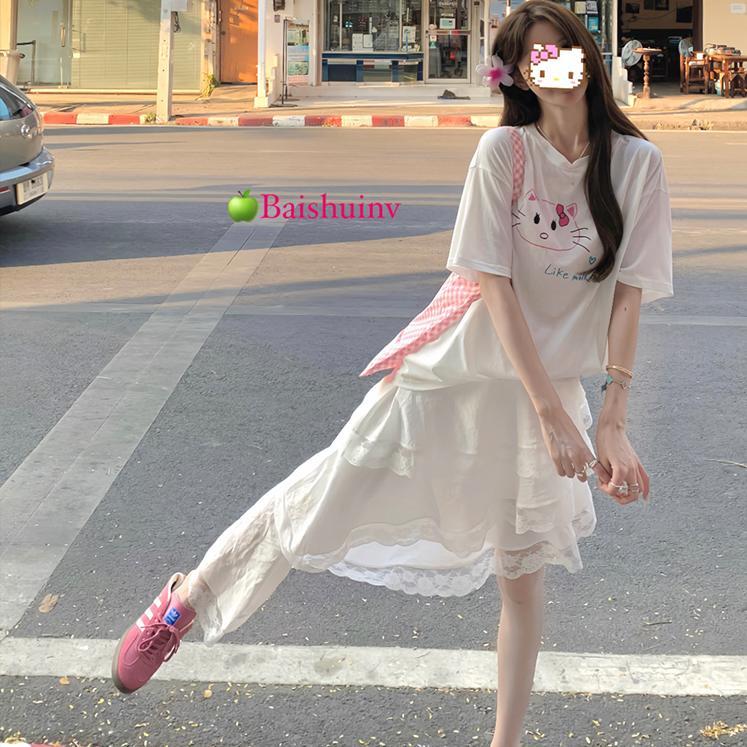 PF13139# 2024年夏季新款韩版休闲卡通长袖t恤女圆领宽松上衣