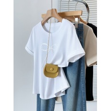 批发<b class='q'>实拍</b>2026夏装新款胖mm<b class='q'>大码</b>女设计感圆领蝴蝶结正肩短袖T恤潮