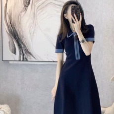 批发Polo领冰丝针织连衣裙女2026<b class='q'>夏</b>季新款法式复古小众收腰显瘦初恋裙